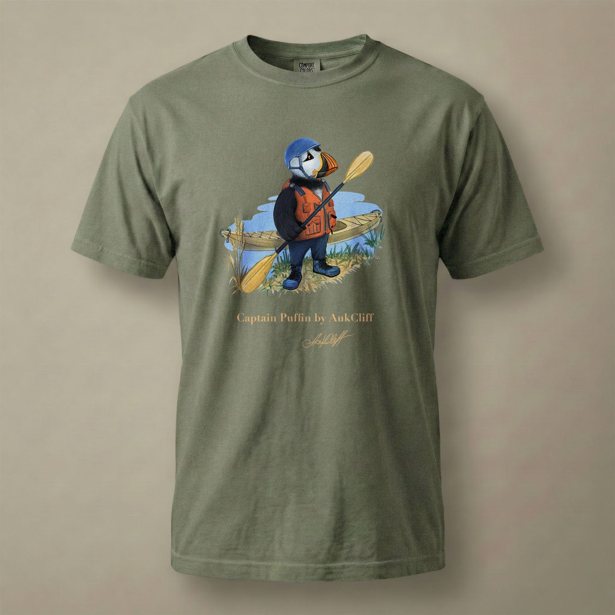 AukCliff Captain Puffin T-shirt Moss / S Captain Puffin™ Kayaker Comfort Colors T-Shirt