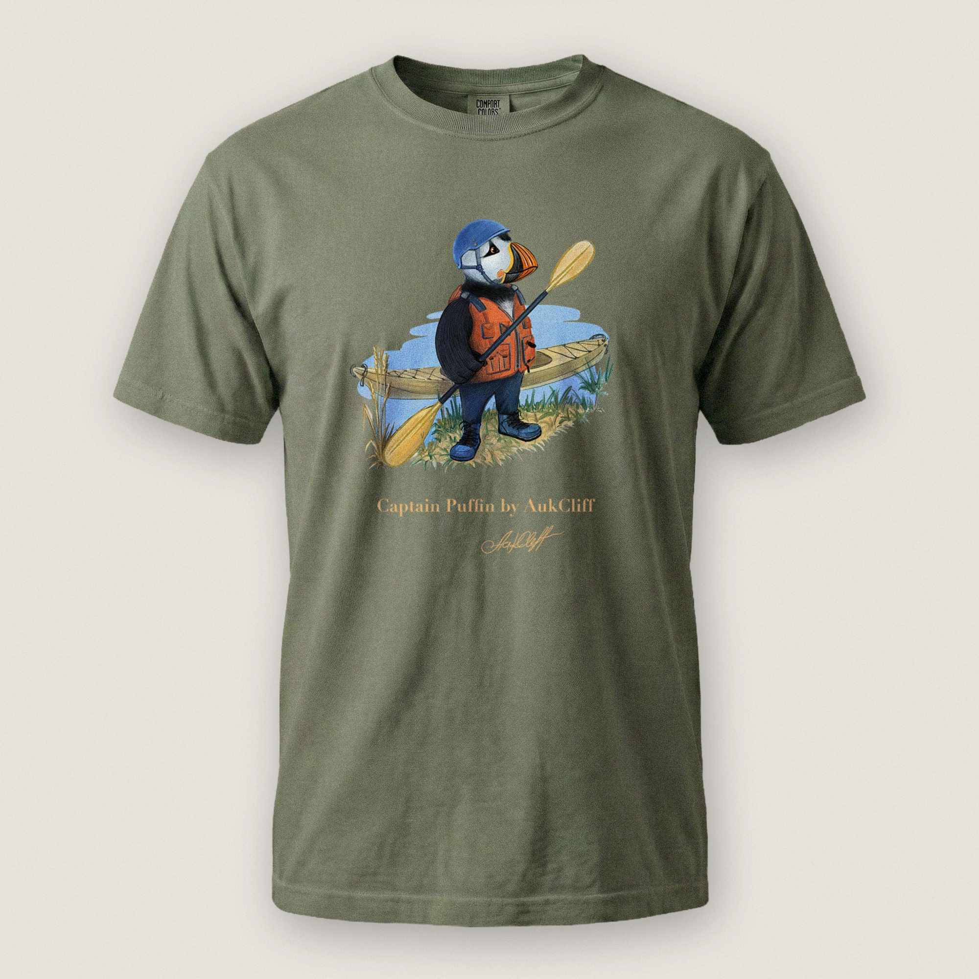 AukCliff Captain Puffin T-shirt Moss / S Captain Puffin™ Kayaker Comfort Colors T-Shirt