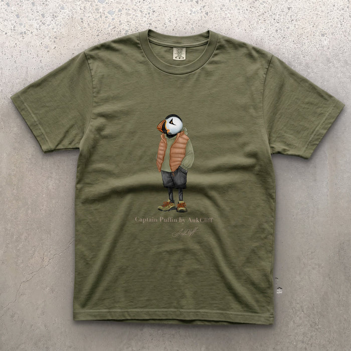 AukCliff® Captain Puffin T-shirt Moss / S Captain Puffin “New Zealand Tramper” Comfort Colors T-Shirt
