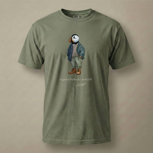 AukCliff® Captain Puffin T-shirt Moss / S Captain Puffin™ “Outdoor Heritage” Comfort Colors T-Shirt