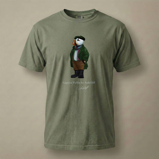 AukCliff® Captain Puffin T-shirt Moss / S Captain Puffin™ Republic of Newfoundland Comfort Colors T-Shirt