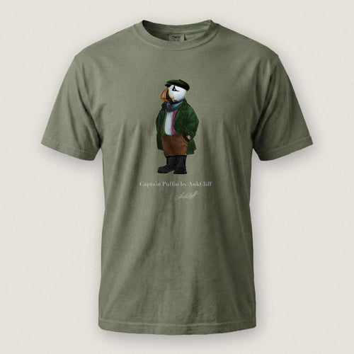 AukCliff® Captain Puffin T-shirt Moss / S Captain Puffin™ Republic of Newfoundland Comfort Colors T-Shirt