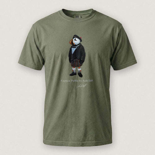 AukCliff® Captain Puffin T-shirt Moss / S Captain Puffin™ Scottish Heritage Comfort Colors T-Shirt