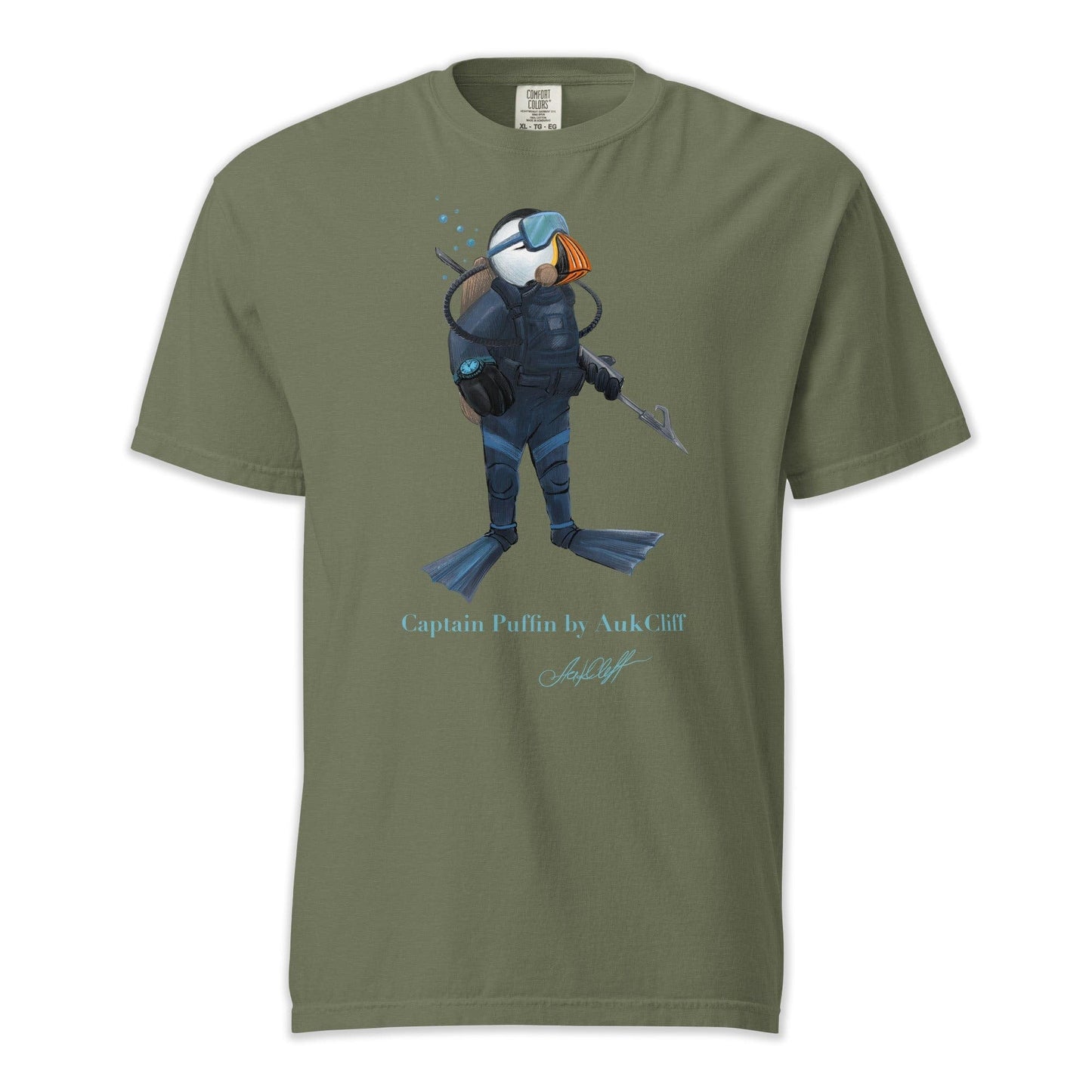 AukCliff Captain Puffin T-shirt Moss / S Captain Puffin™ Scuba Diver Comfort Colors T-Shirt