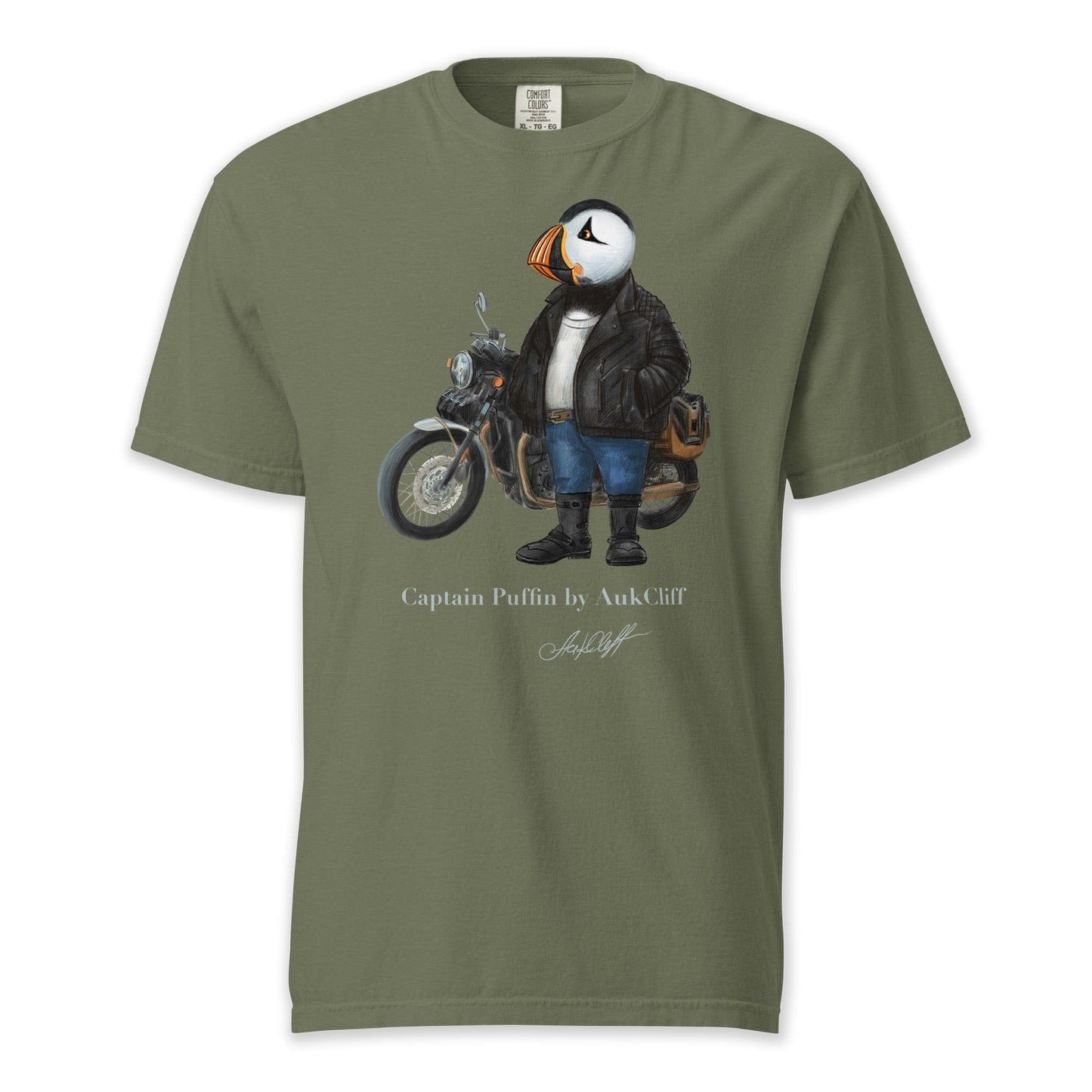 AukCliff Captain Puffin T-shirt Moss / S Captain Puffin™ “The Café Racer” Comfort Colors T-Shirt