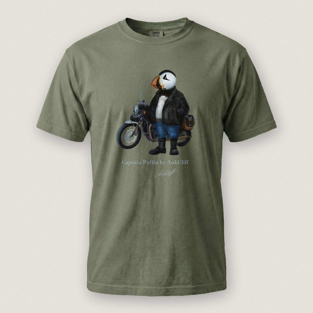AukCliff Captain Puffin T-shirt Moss / S Captain Puffin™ “The Café Racer” Comfort Colors T-Shirt