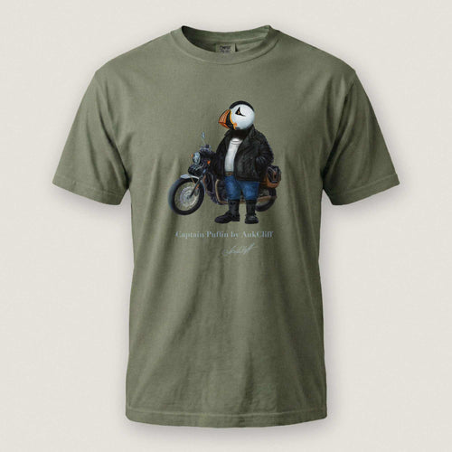 AukCliff Captain Puffin T-shirt Moss / S Captain Puffin™ “The Café Racer” Comfort Colors T-Shirt