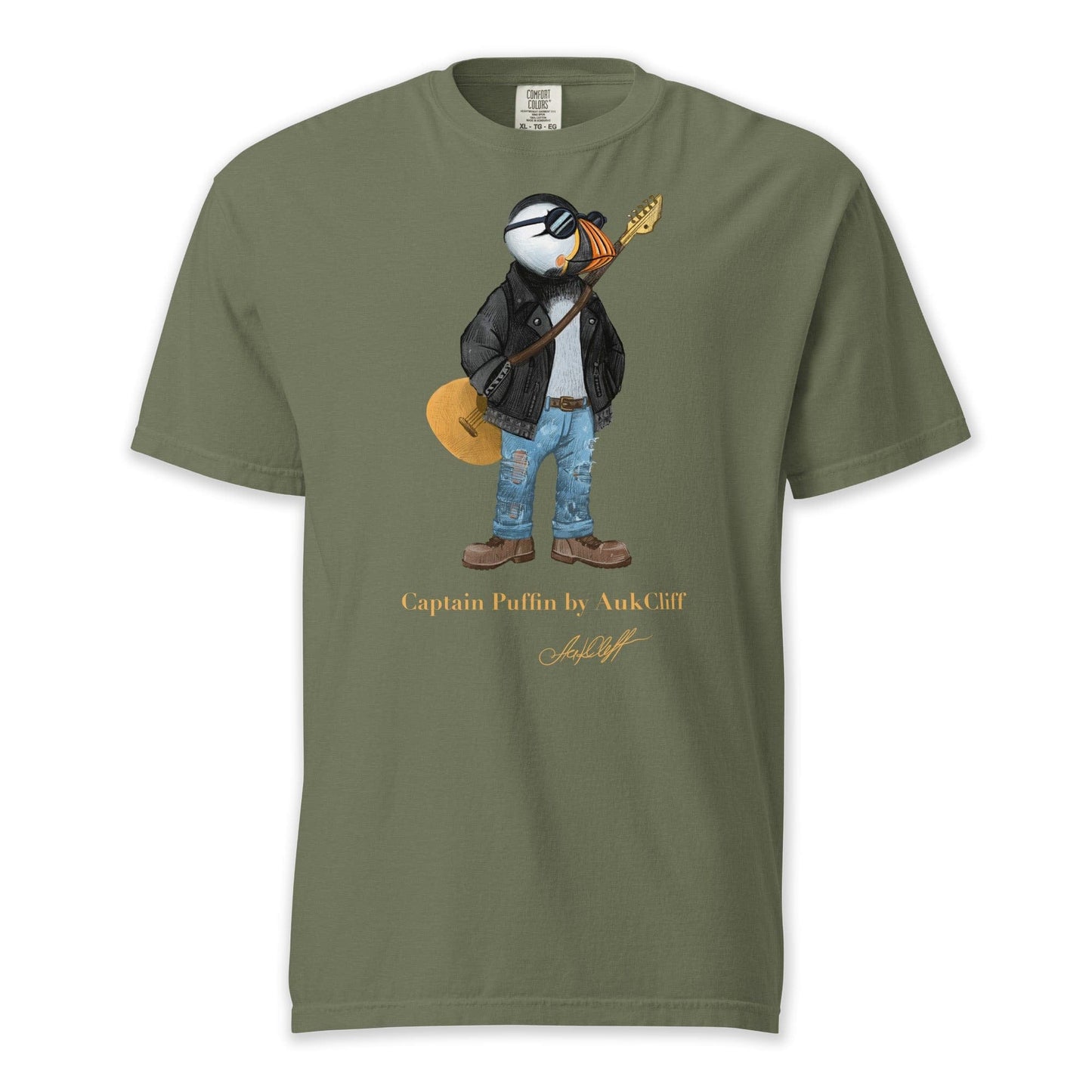 AukCliff Captain Puffin T-shirt Moss / S Captain Puffin™ “The Rock Band Rebel” Comfort Colors T-Shirt