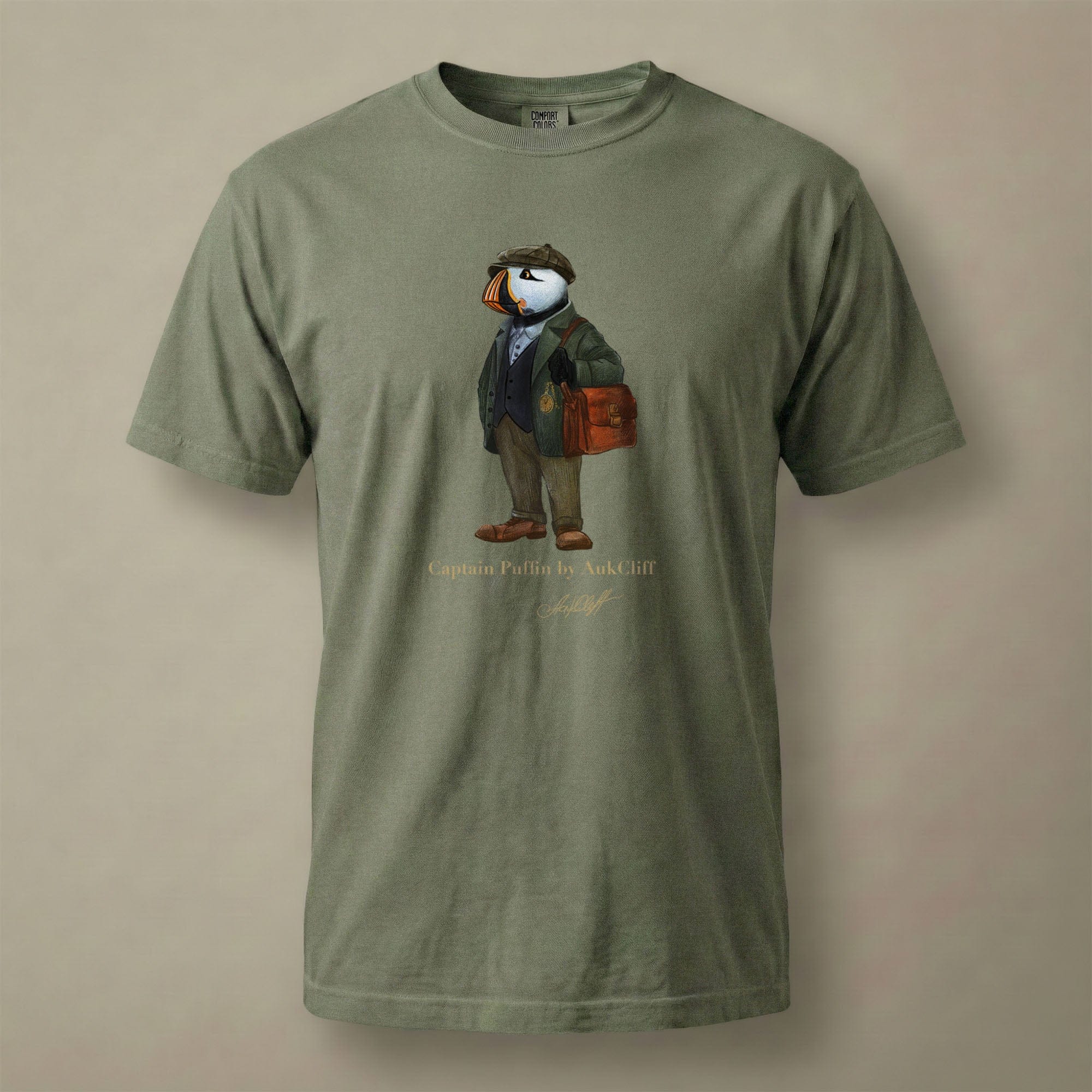 AukCliff Captain Puffin T-shirt Moss / S Captain Puffin™ “The Vintage Explorer” Comfort Colors T-Shirt