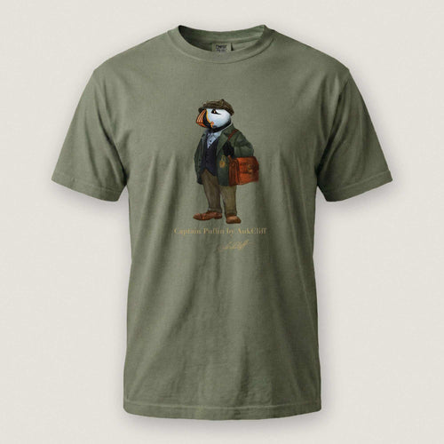 AukCliff Captain Puffin T-shirt Moss / S Captain Puffin™ “The Vintage Explorer” Comfort Colors T-Shirt