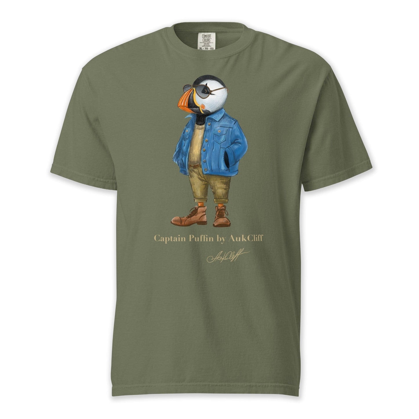 AukCliff Captain Puffin T-shirt Moss / S Captain Puffin™ “The Wanderer” Comfort Colors -Shirt