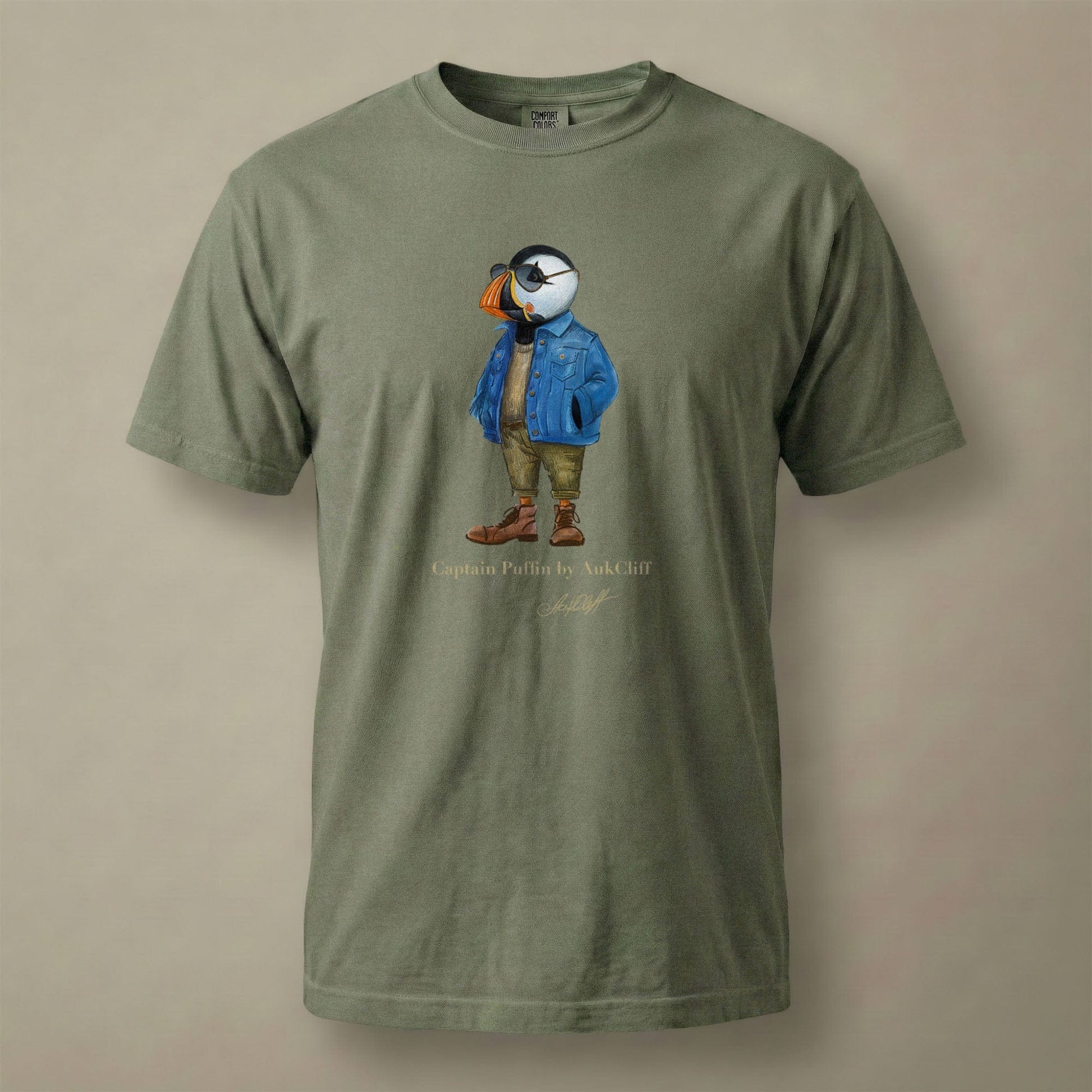 AukCliff Captain Puffin T-shirt Moss / S Captain Puffin™ “The Wanderer” Comfort Colors -Shirt