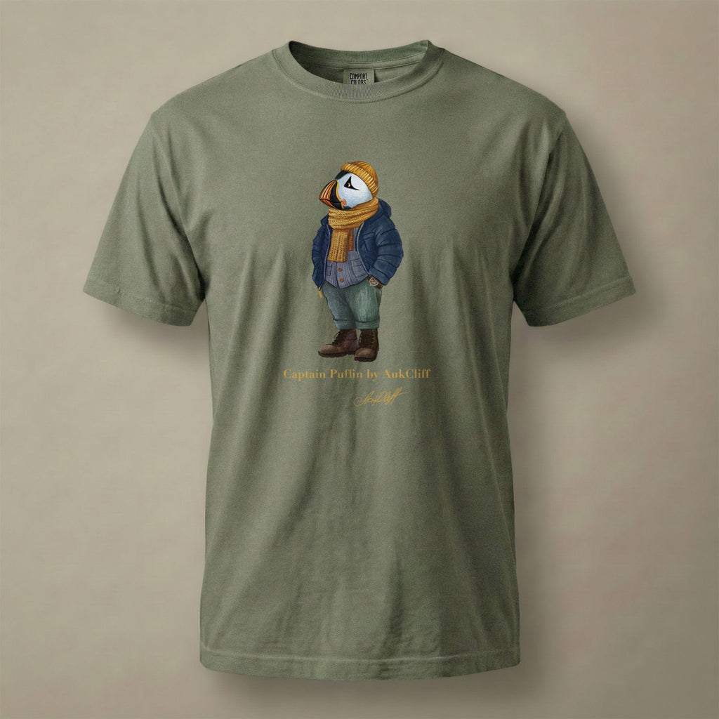 AukCliff Captain Puffin T-shirt Moss / S Captain Puffin™ “The Winter Wanderer” Comfort Colors T-Shirt