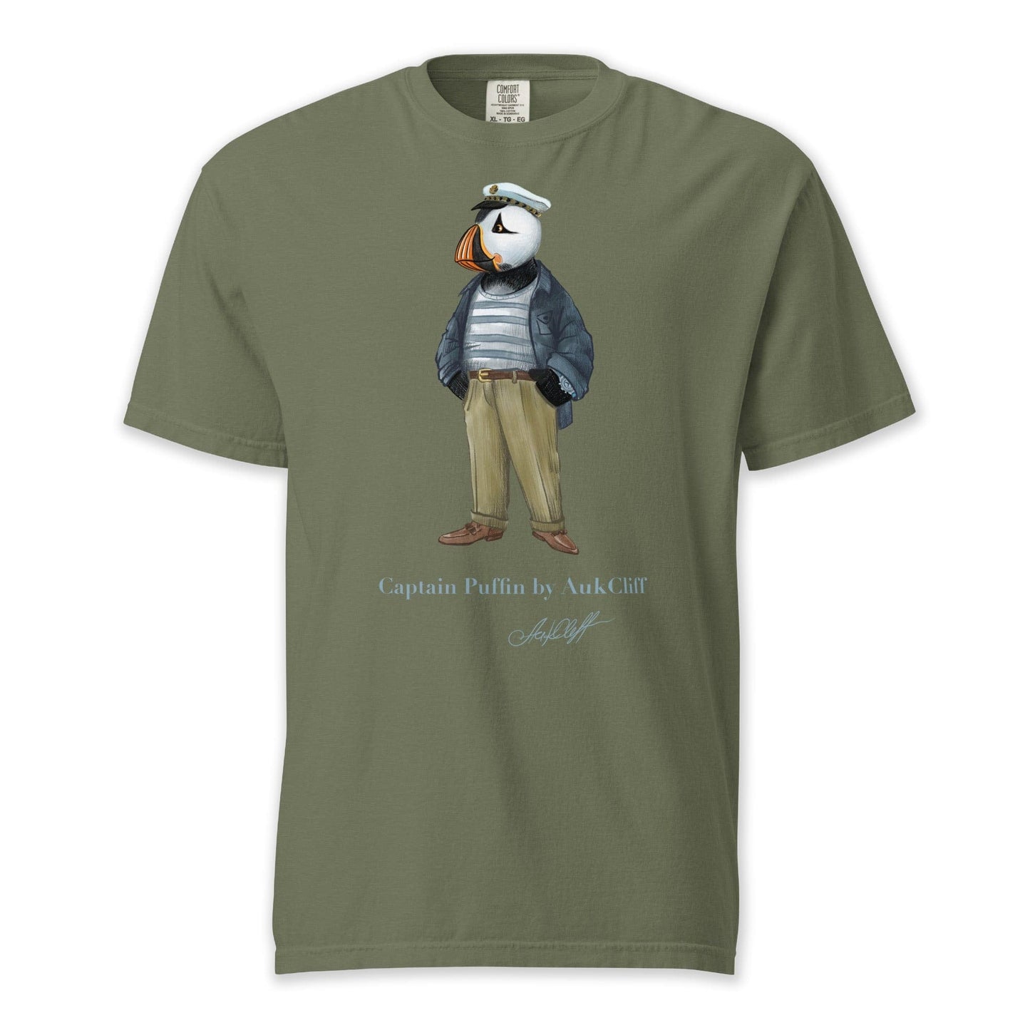AukCliff Captain Puffin T-shirt Moss / S Captain Puffin “The Yacht Captain” Comfort Colors T-Shirt