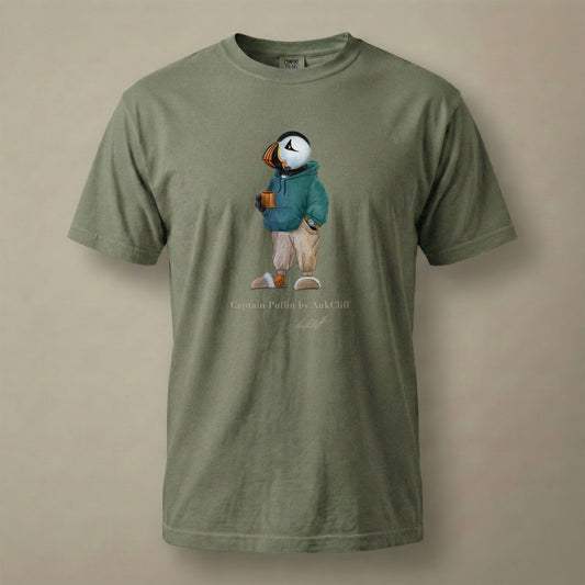 AukCliff® Captain Puffin T-shirt Moss / S Captain Puffin™ “Trail Après” Comfort Colors T-Shirt