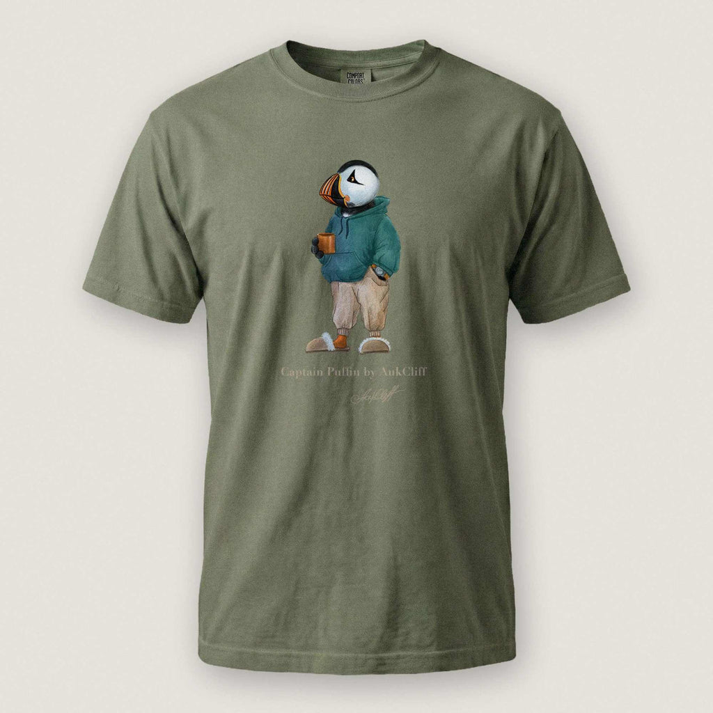 AukCliff® Captain Puffin T-shirt Moss / S Captain Puffin™ “Trail Après” Comfort Colors T-Shirt