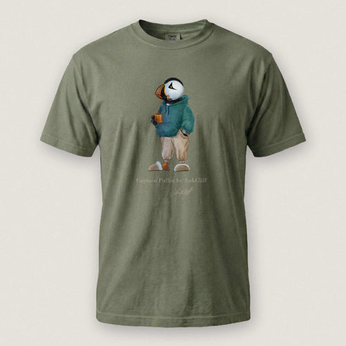 AukCliff® Captain Puffin T-shirt Moss / S Captain Puffin™ “Trail Après” Comfort Colors T-Shirt