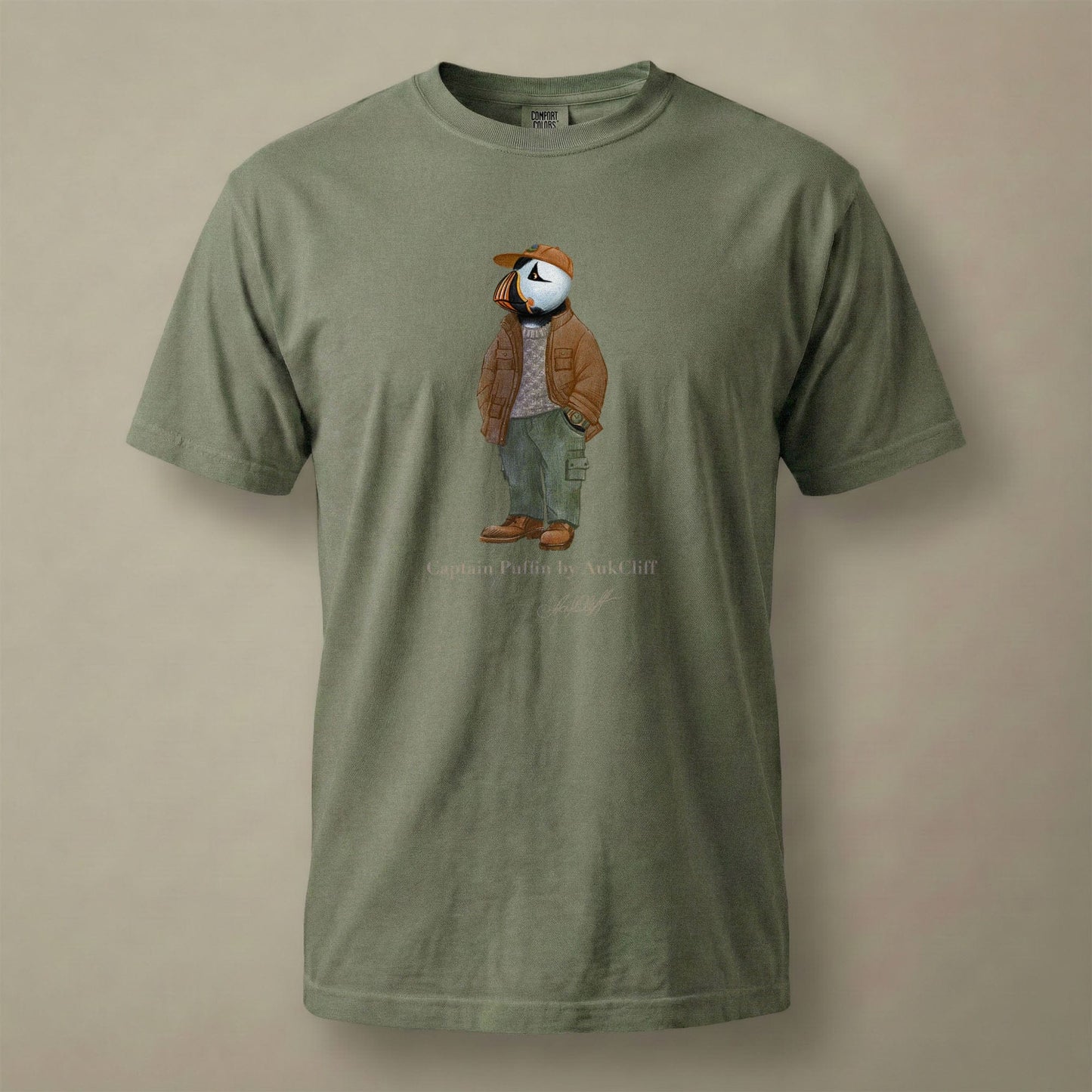 AukCliff® Captain Puffin T-shirt Moss / S Captain Puffin “UK Rambler” Comfort Colors T-Shirt