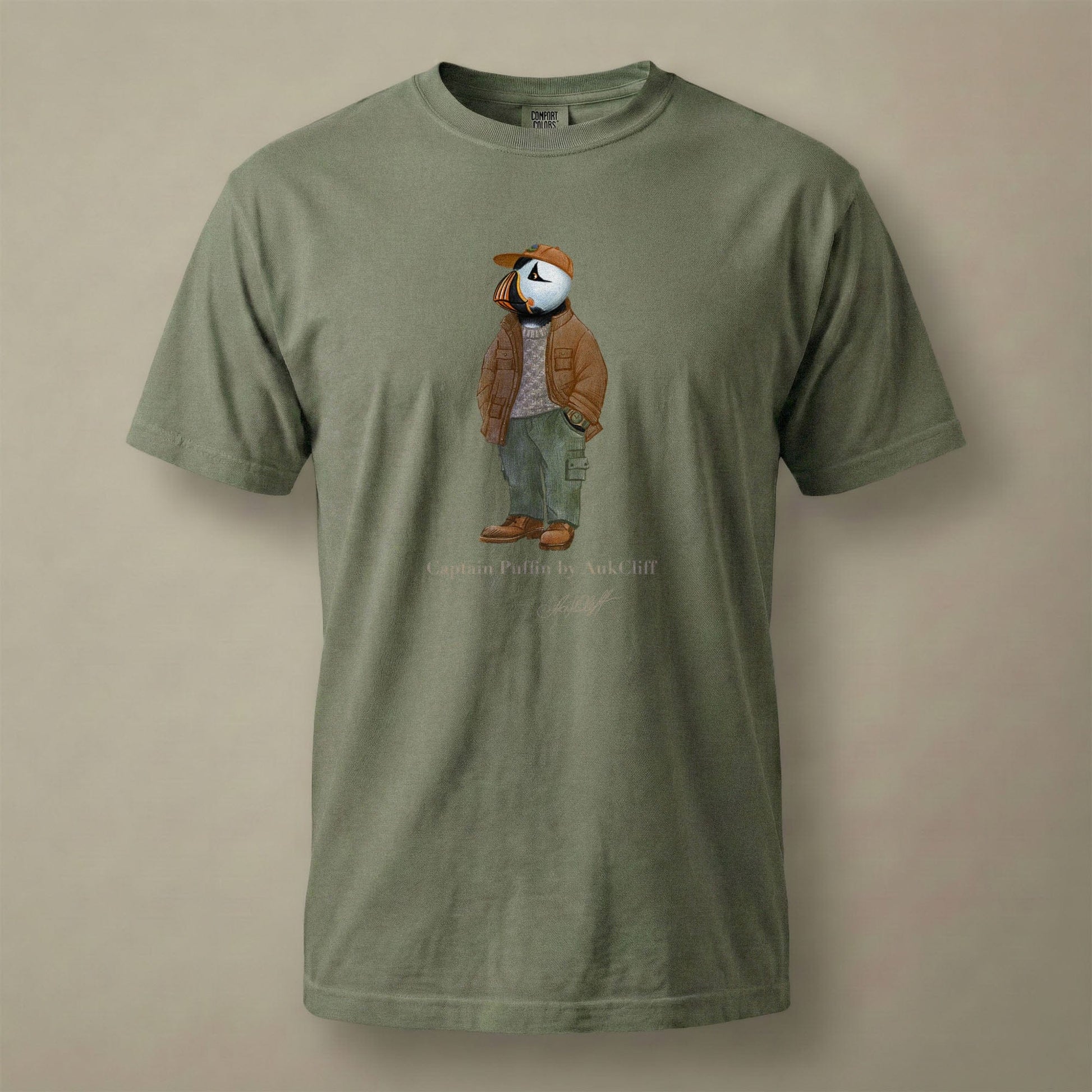 AukCliff® Captain Puffin T-shirt Moss / S Captain Puffin “UK Rambler” Comfort Colors T-Shirt