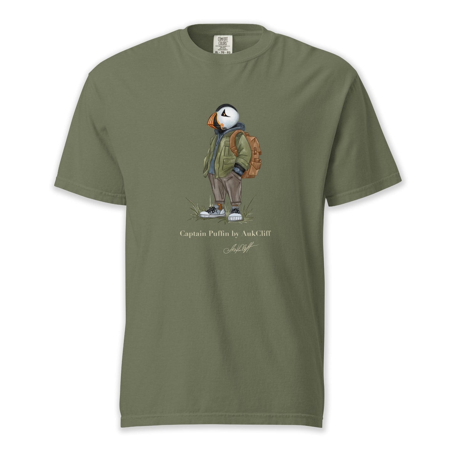 AukCliff® Captain Puffin T-shirt Moss / S Captain Puffin™ “Urban Hiker” Comfort Colors T-Shirt