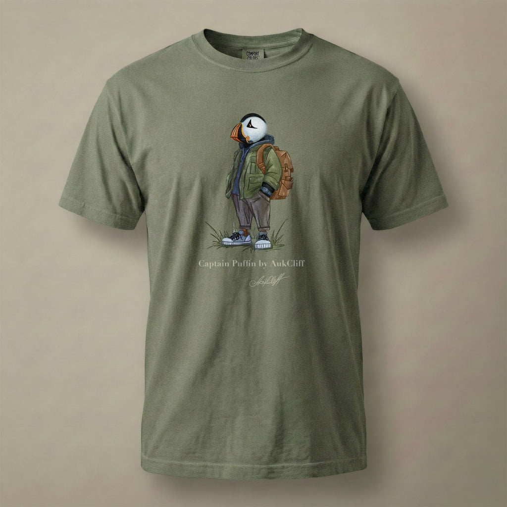 AukCliff® Captain Puffin T-shirt Moss / S Captain Puffin™ “Urban Hiker” Comfort Colors T-Shirt