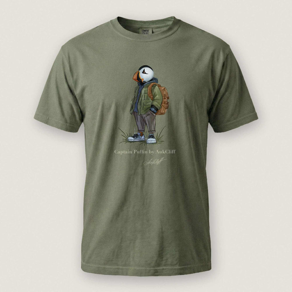 AukCliff® Captain Puffin T-shirt Moss / S Captain Puffin™ “Urban Hiker” Comfort Colors T-Shirt