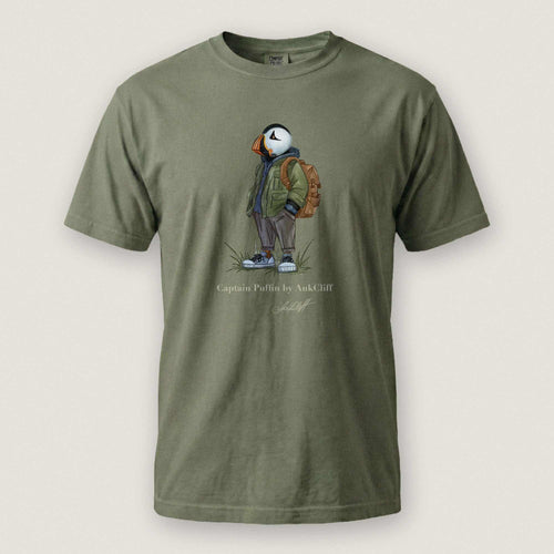 AukCliff® Captain Puffin T-shirt Moss / S Captain Puffin™ “Urban Hiker” Comfort Colors T-Shirt