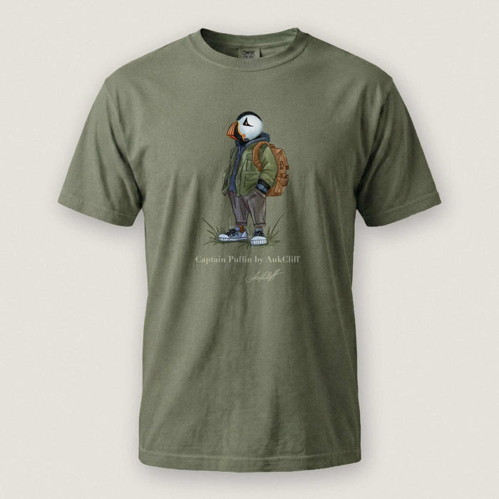 AukCliff® Captain Puffin T-shirt Moss / S Captain Puffin™ “Urban Hiker” Comfort Colors T-Shirt