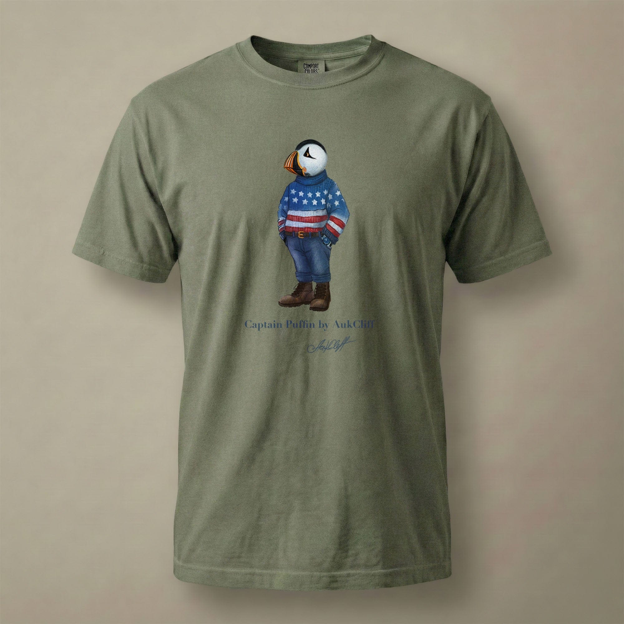 AukCliff Captain Puffin T-shirt Moss / S Captain Puffin™ “USA Outfitter” Comfort Colors T-Shirt