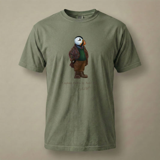 AukCliff® Captain Puffin T-shirt Moss / S Captain Puffin™ “Wilderness Gentleman” Comfort Colors T-Shirt