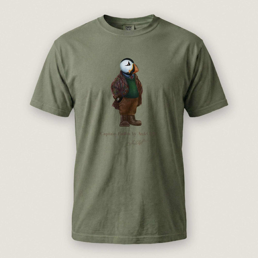AukCliff® Captain Puffin T-shirt Moss / S Captain Puffin™ “Wilderness Gentleman” Comfort Colors T-Shirt