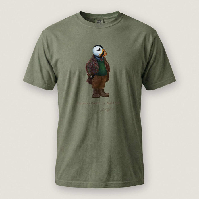 AukCliff® Captain Puffin T-shirt Moss / S Captain Puffin™ “Wilderness Gentleman” Comfort Colors T-Shirt