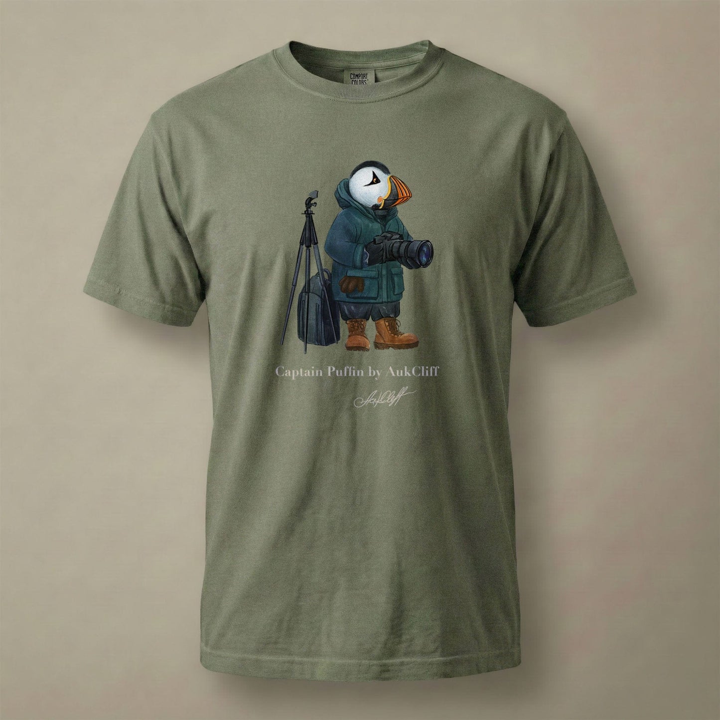 AukCliff Captain Puffin T-shirt Moss / S Captain Puffin™ Wildlife Photographer Comfort Colors T-Shirt