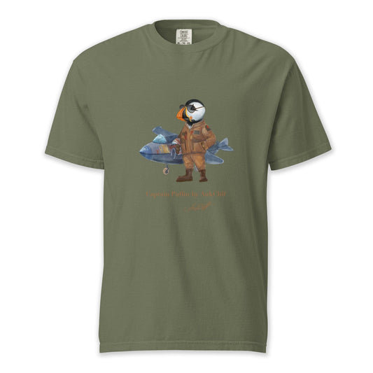 AukCliff Captain Puffin T-shirt Moss / S Comfort Colors™ Captain Puffin Jet Pilot T-Shirt
