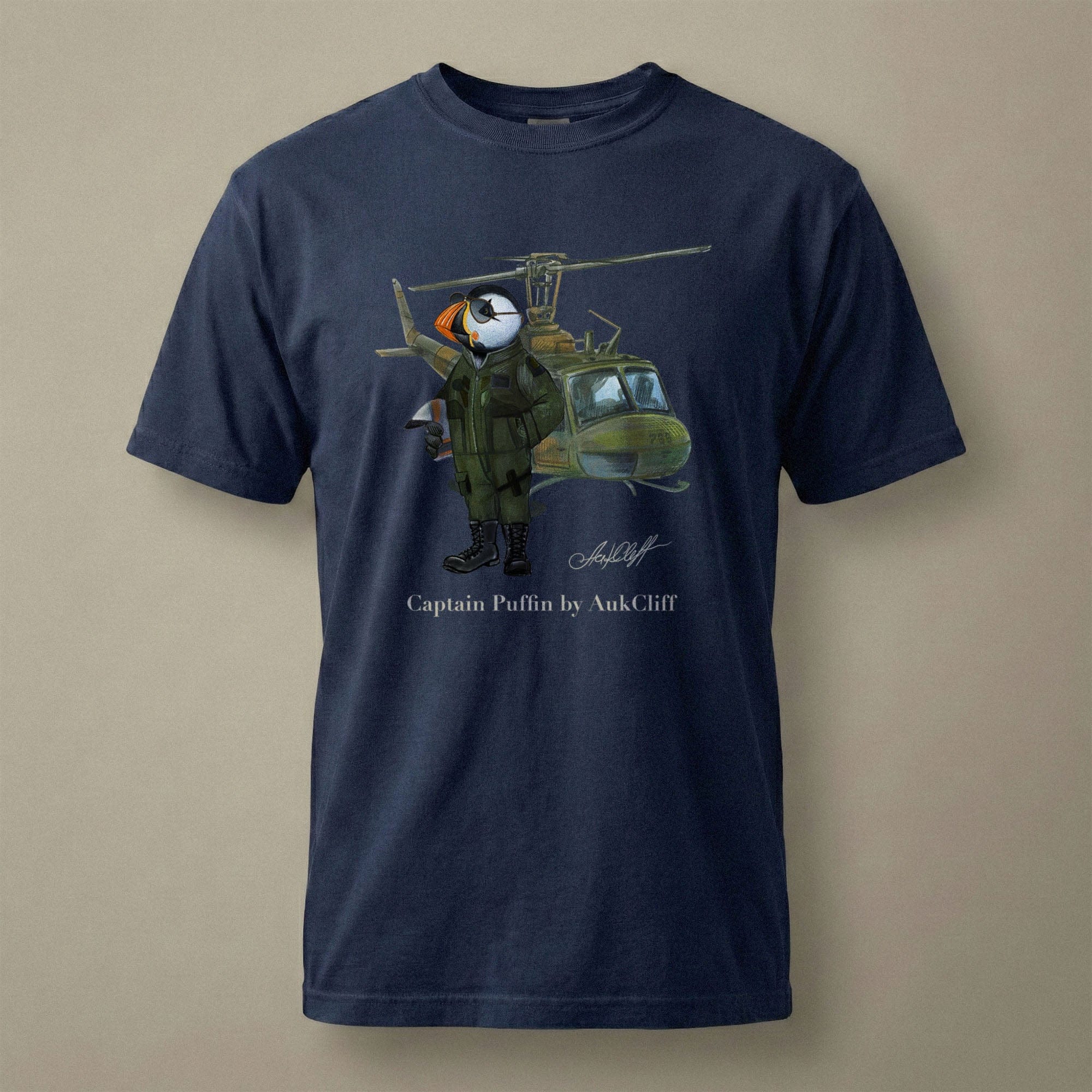 AukCliff® Captain Puffin T-shirt True Navy / S Captain Puffin™ Airborne Comfort Colors T-Shirt