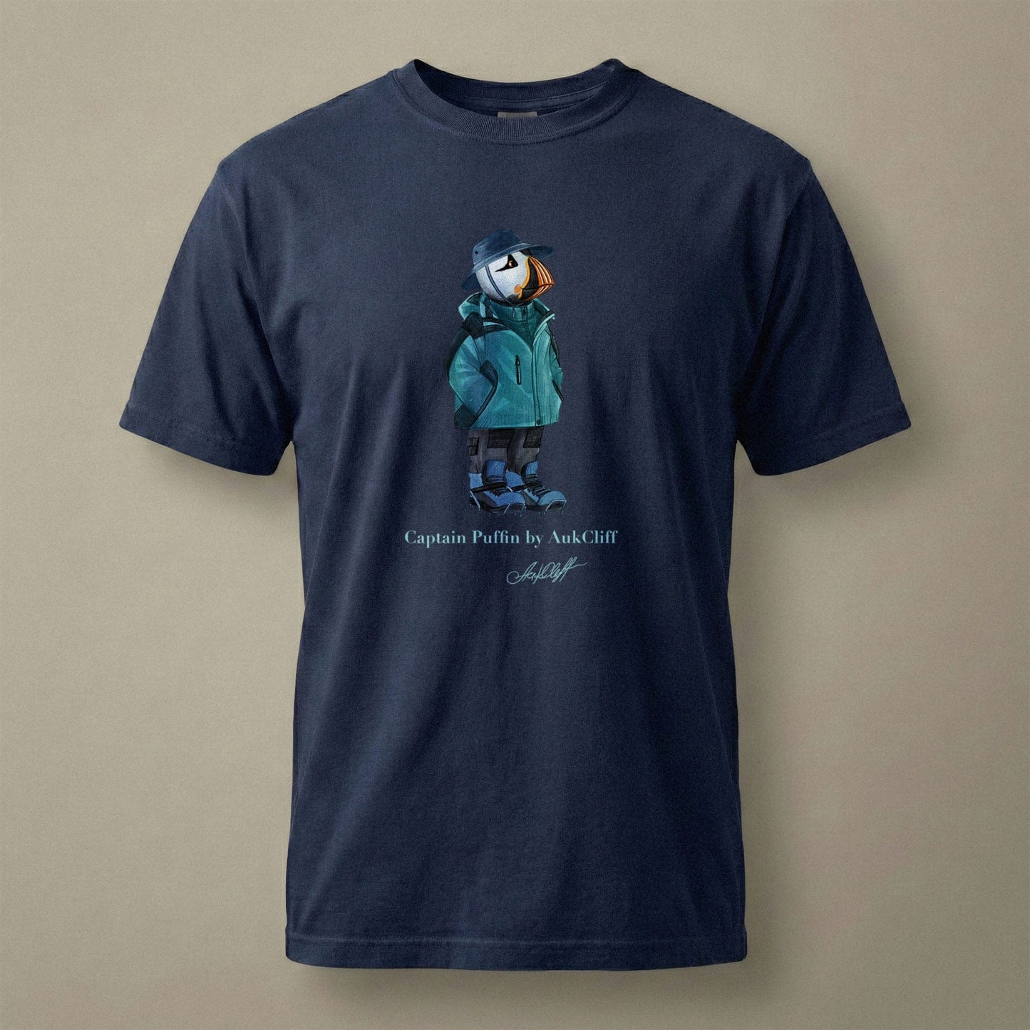 AukCliff® Captain Puffin T-shirt True Navy / S Captain Puffin “Alpine Wayfarer” Comfort Colors T-Shirt