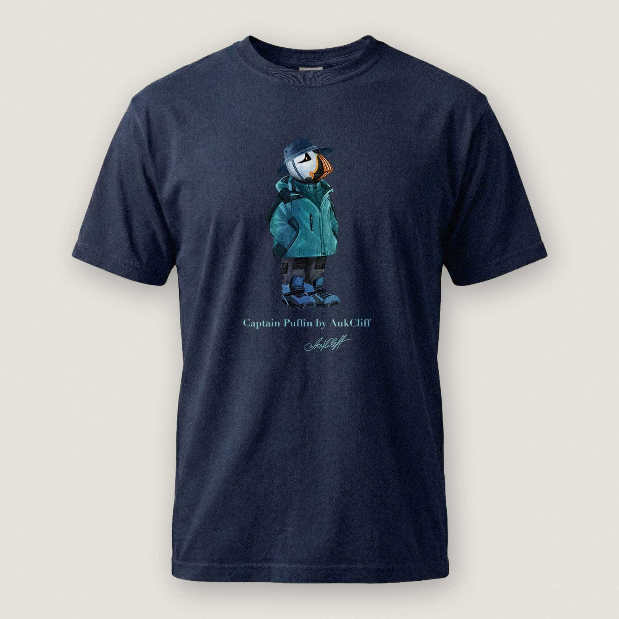 AukCliff® Captain Puffin T-shirt True Navy / S Captain Puffin “Alpine Wayfarer” Comfort Colors T-Shirt