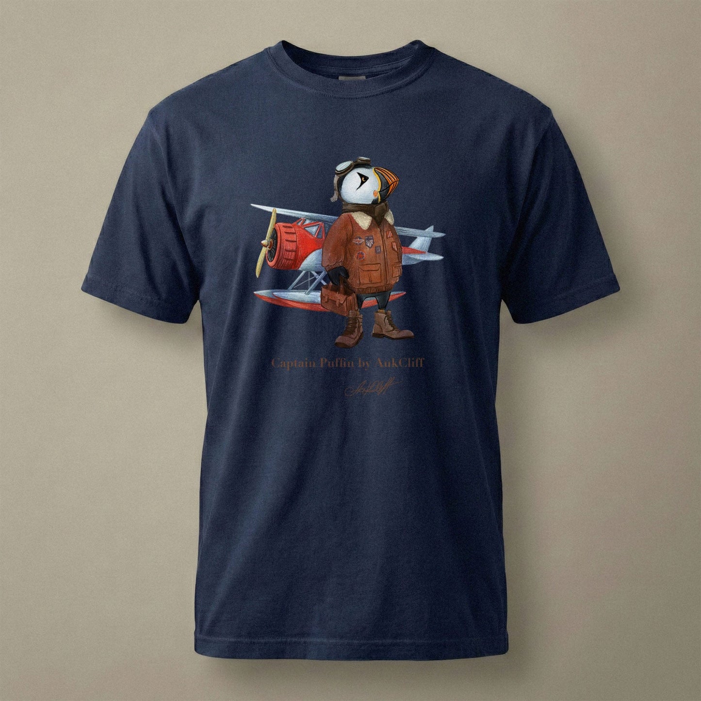 AukCliff Captain Puffin T-shirt True Navy / S Captain Puffin™ Bush Pilot Comfort Colors T-Shirt