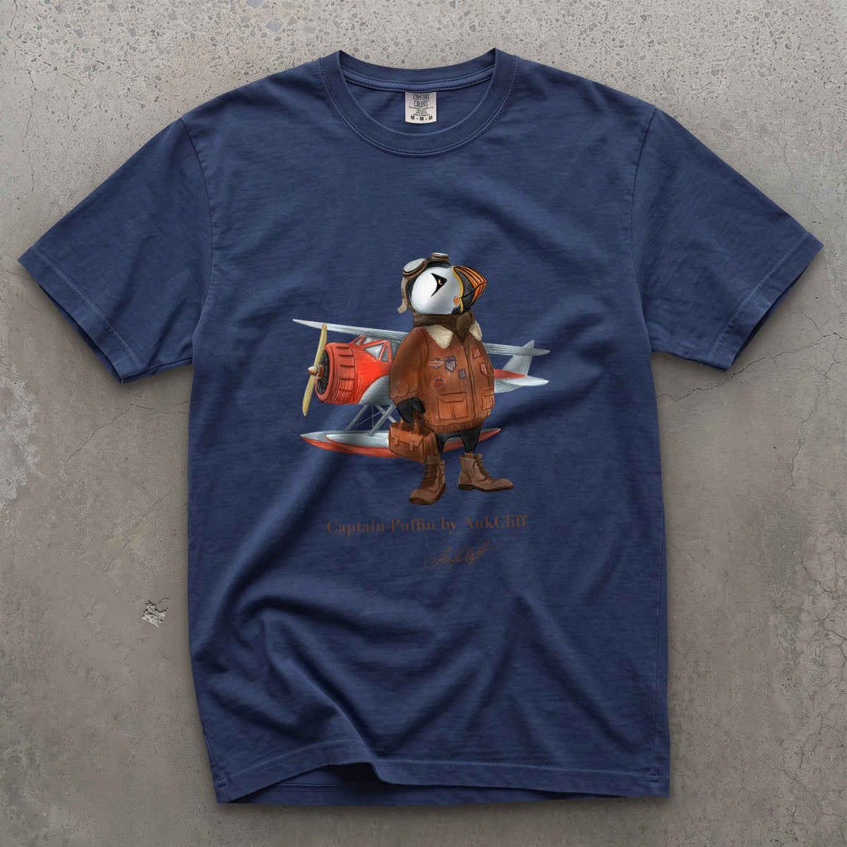 AukCliff Captain Puffin T-shirt True Navy / S Captain Puffin™ Bush Pilot Comfort Colors T-Shirt