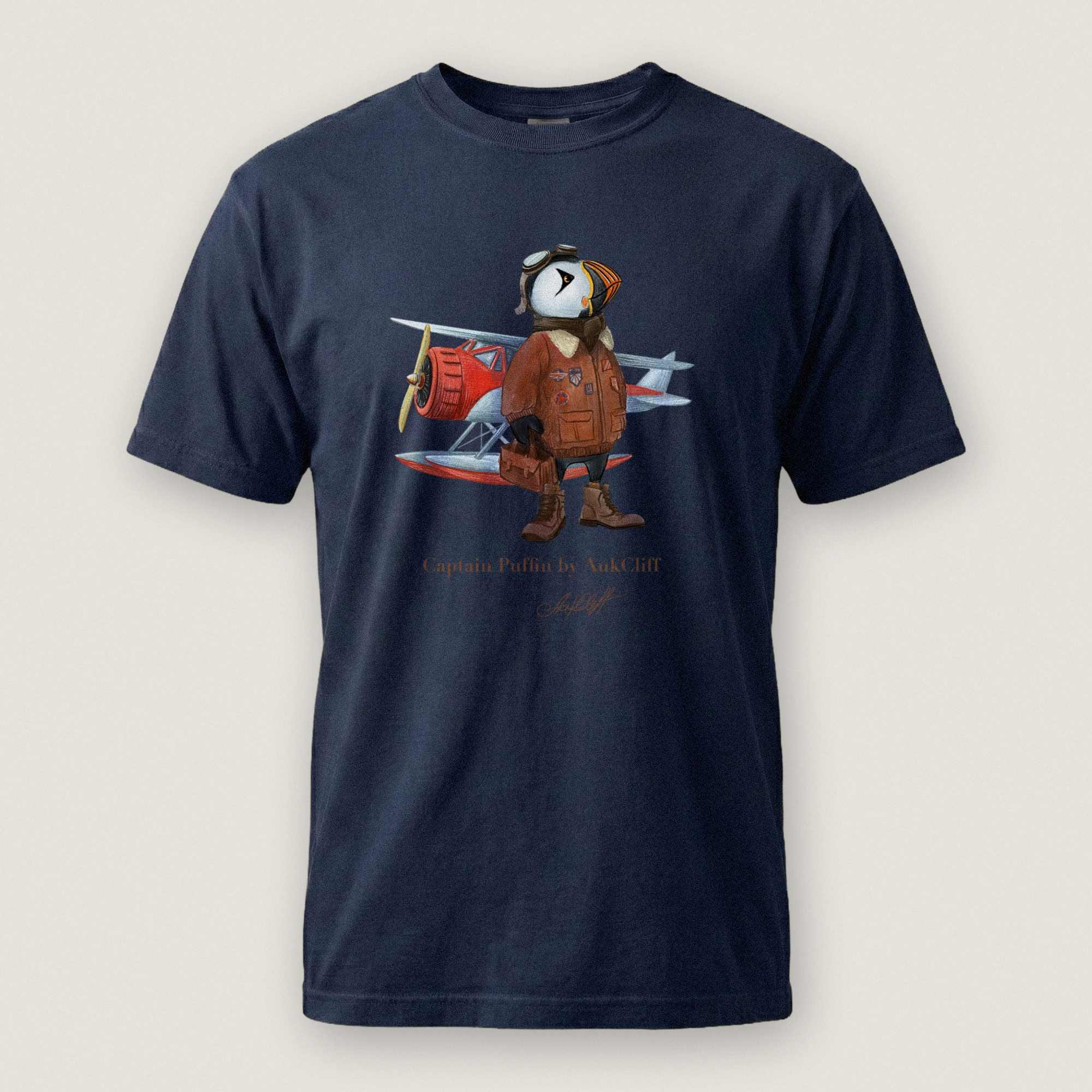AukCliff Captain Puffin T-shirt True Navy / S Captain Puffin™ Bush Pilot Comfort Colors T-Shirt