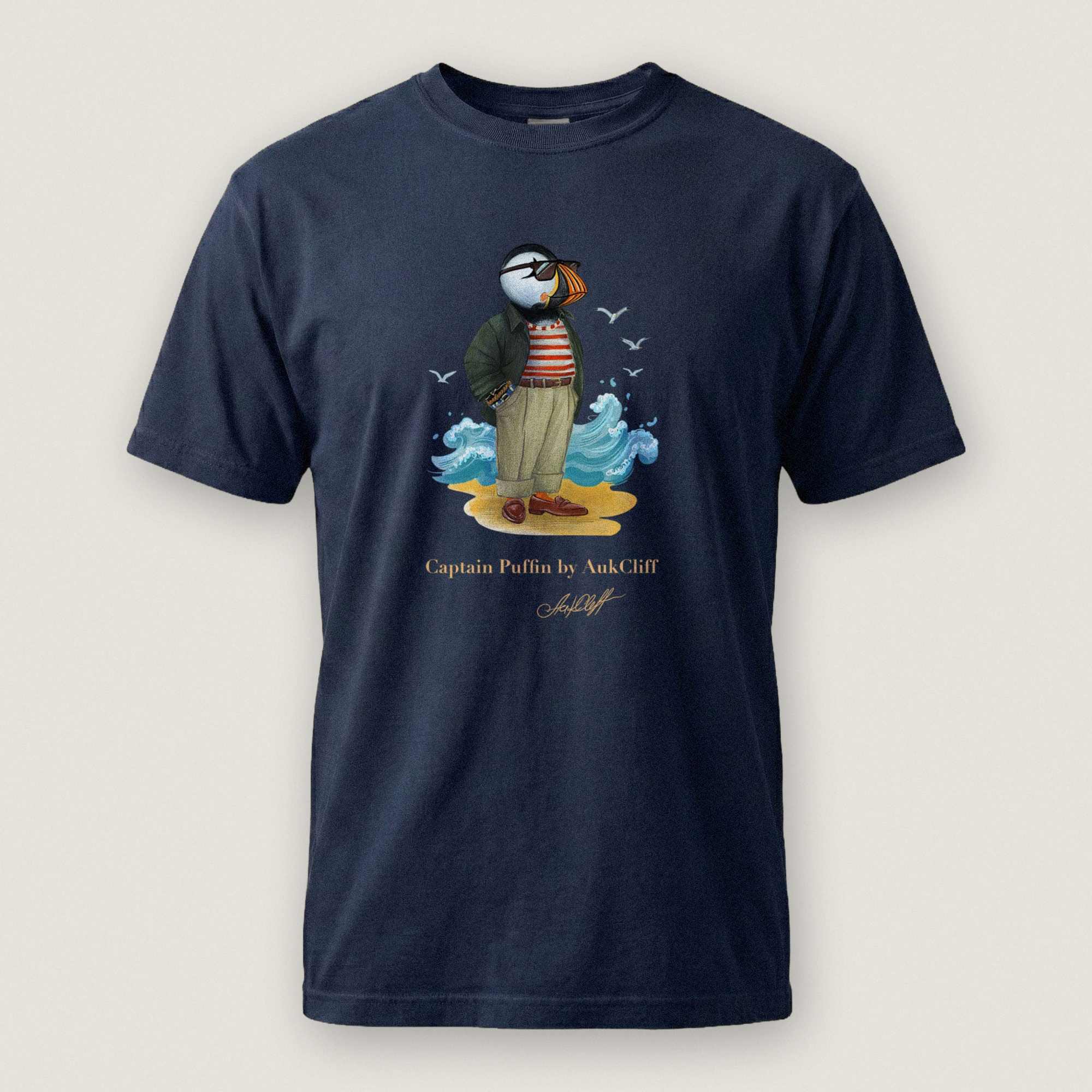 AukCliff Captain Puffin T-shirt True Navy / S Captain Puffin™ Coastal Wanderer Comfort Colors T-Shirt