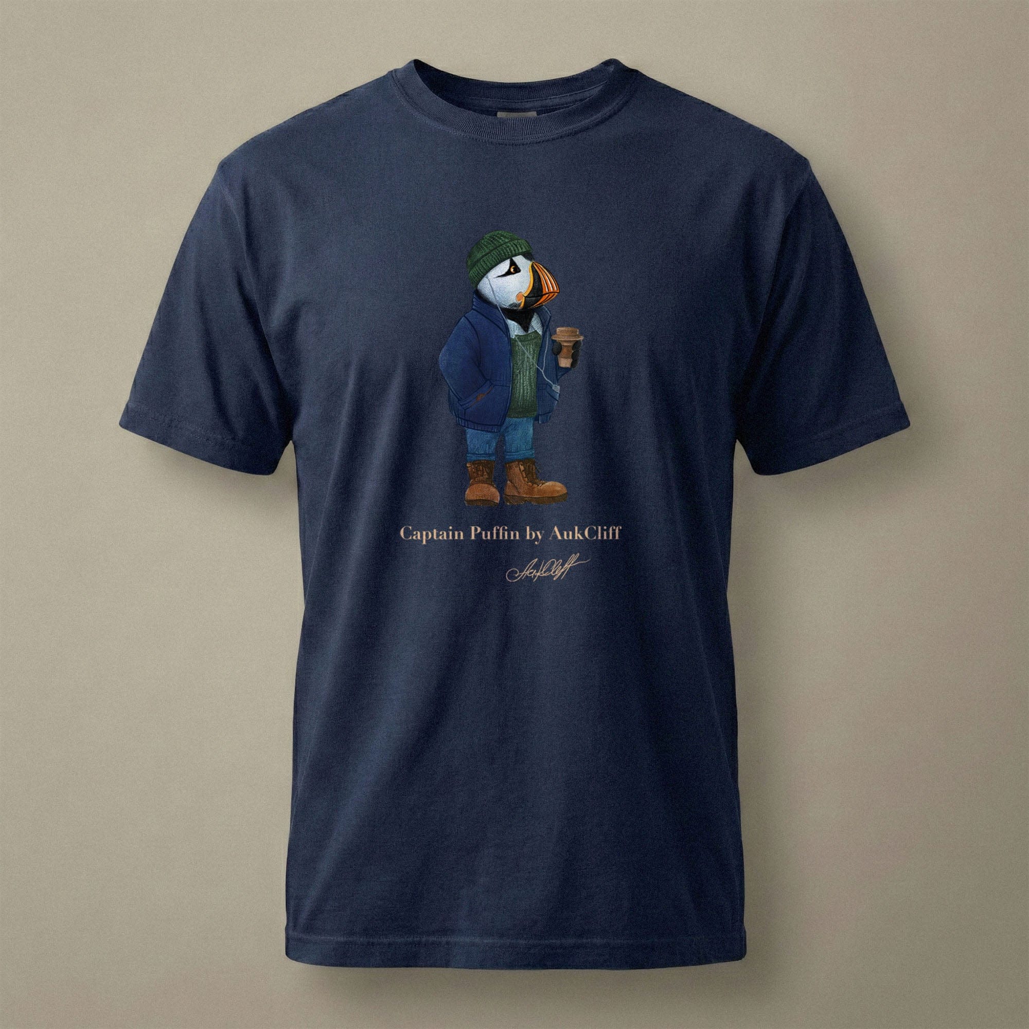 AukCliff Captain Puffin T-shirt True Navy / S Captain Puffin™ Coffeehouse Comfort Colors T-Shirt