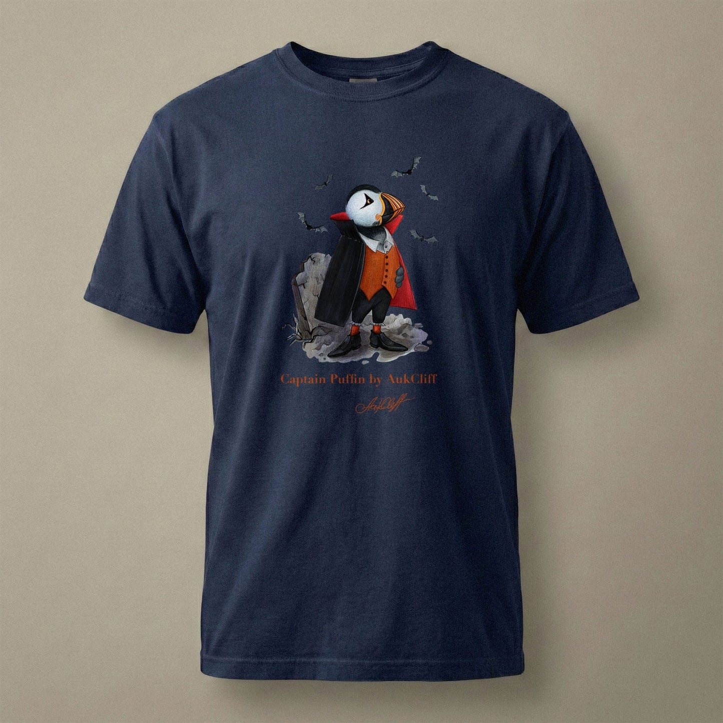 AukCliff Captain Puffin T-shirt True Navy / S Captain Puffin™ "Count Dracula" Comfort Colors T-Shirt