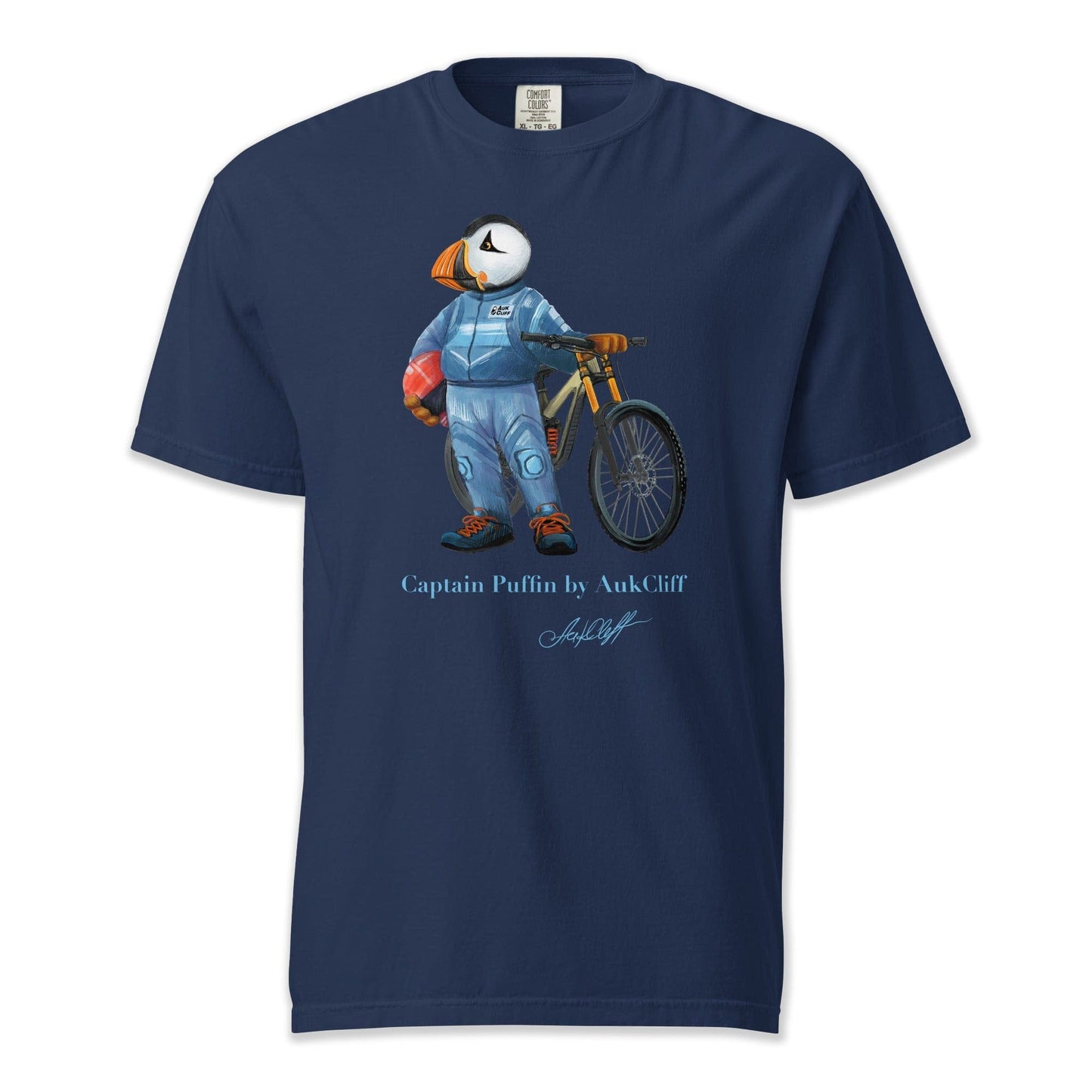 AukCliff Captain Puffin T-shirt True Navy / S Captain Puffin™ Downhill Mountain Biker Comfort Colors T-Shirt