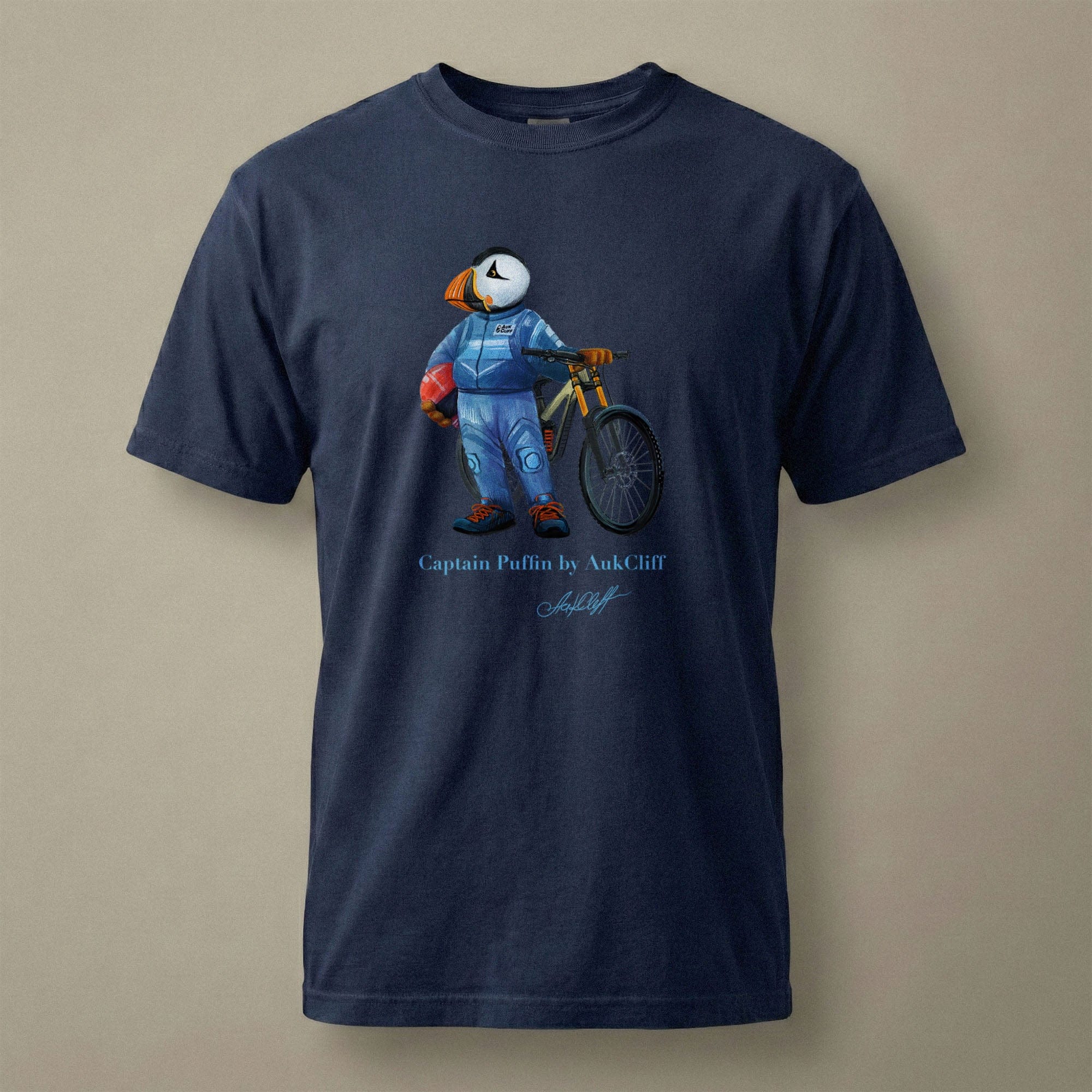 AukCliff Captain Puffin T-shirt True Navy / S Captain Puffin™ Downhill Mountain Biker Comfort Colors T-Shirt