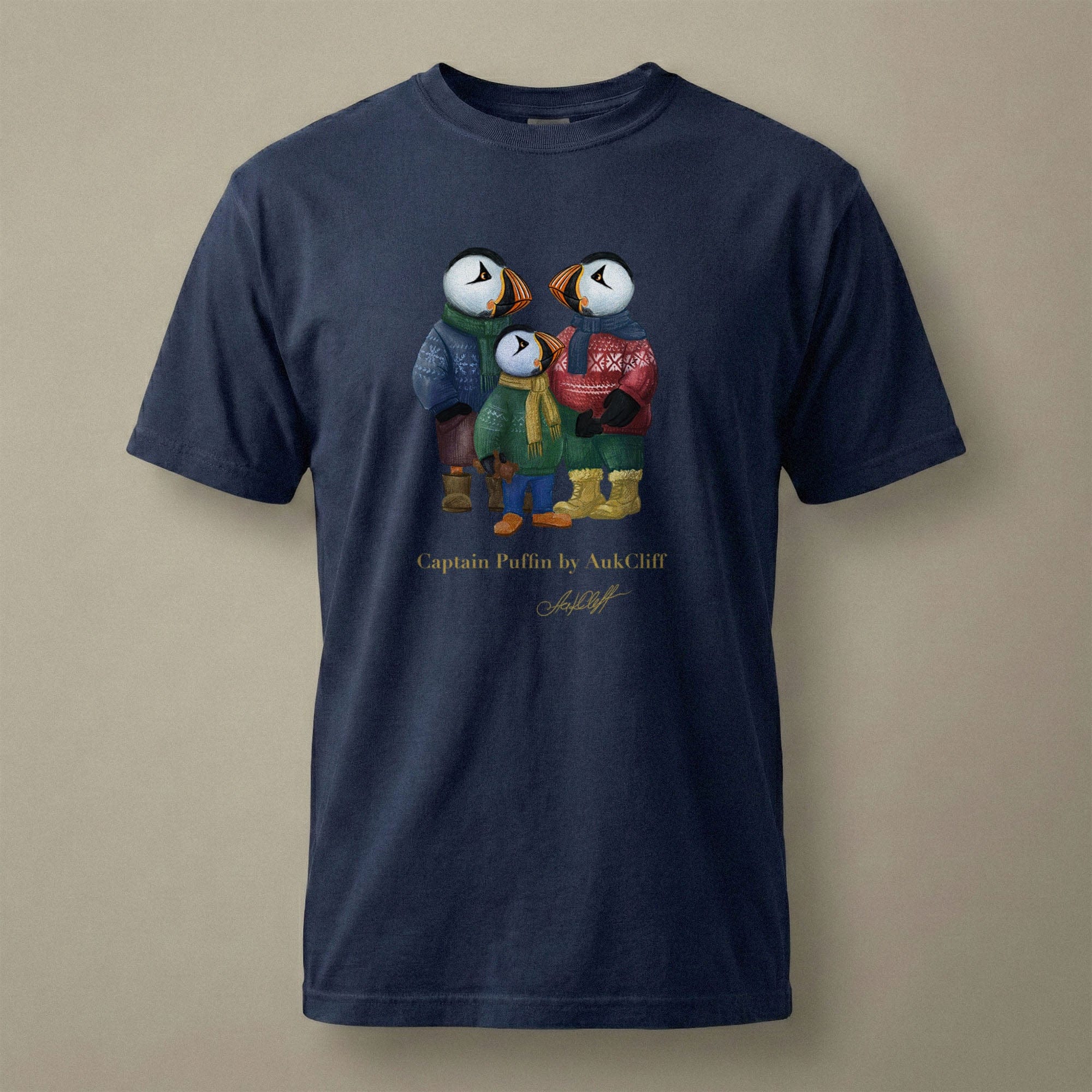 AukCliff Captain Puffin T-shirt True Navy / S Captain Puffin™ “Festive Family” Comfort Colors T-Shirt