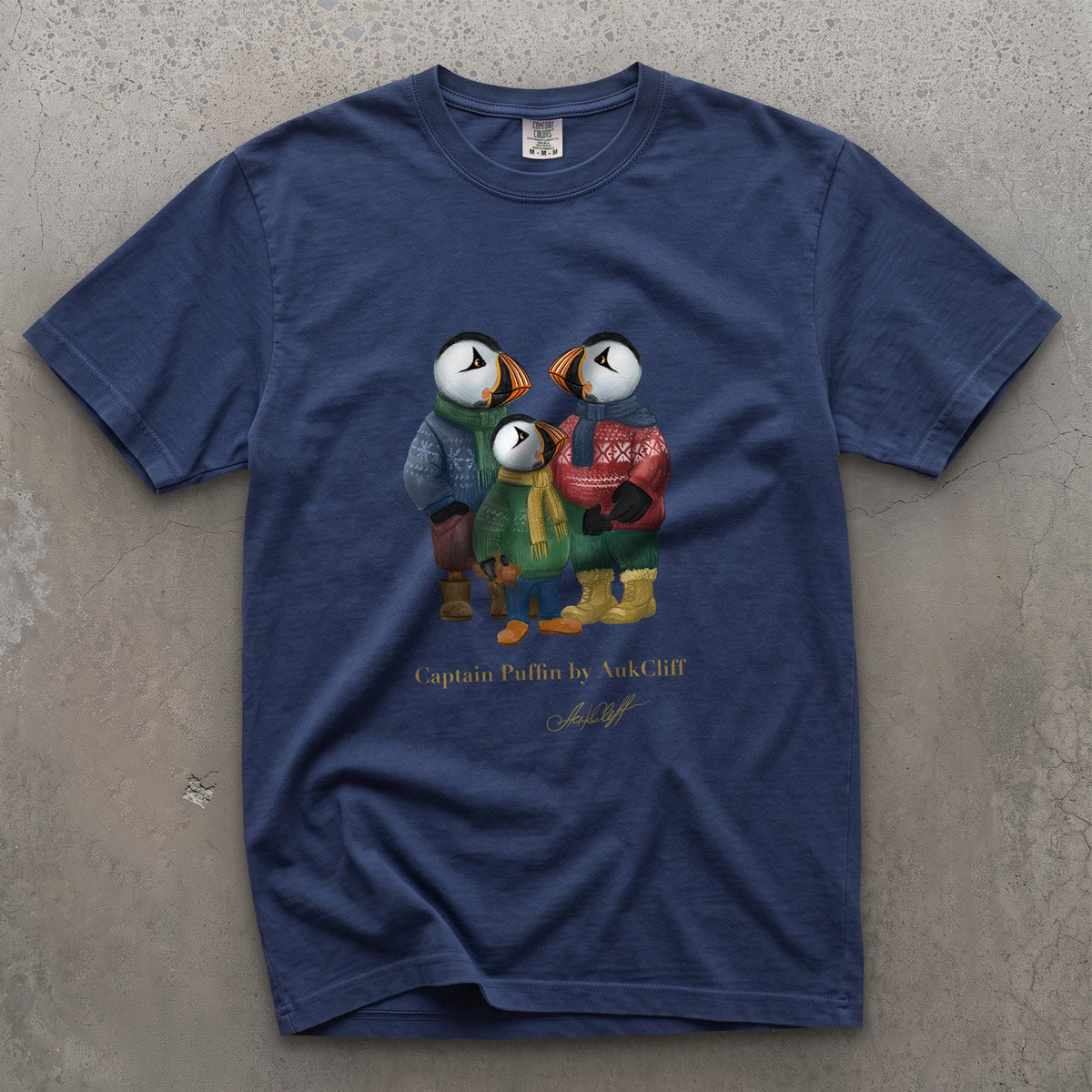 AukCliff Captain Puffin T-shirt True Navy / S Captain Puffin™ “Festive Family” Comfort Colors T-Shirt