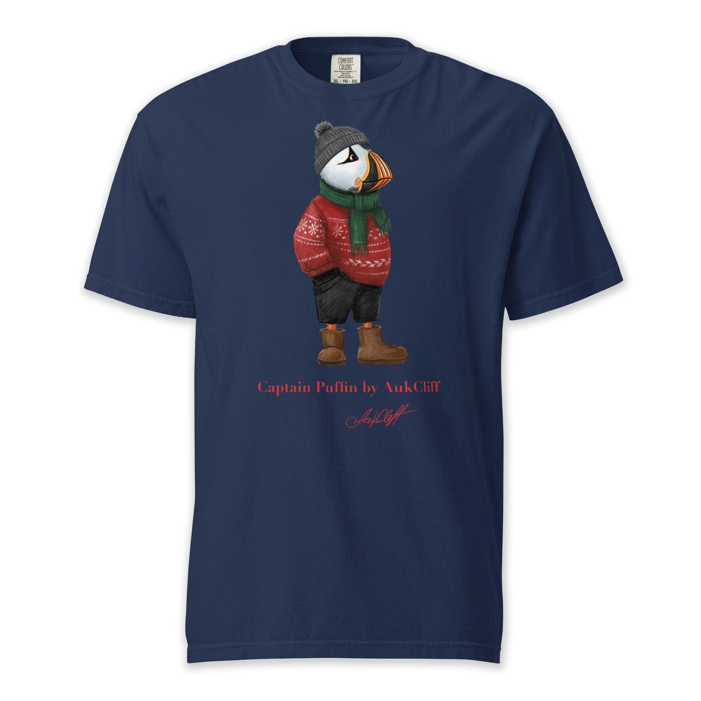 AukCliff Captain Puffin T-shirt True Navy / S Captain Puffin™ “Festive Puffin” Comfort Colors T-Shirt