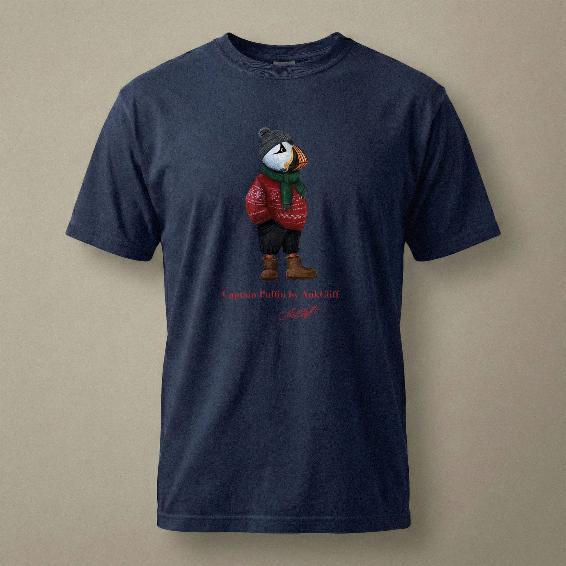 AukCliff Captain Puffin T-shirt True Navy / S Captain Puffin™ “Festive Puffin” Comfort Colors T-Shirt