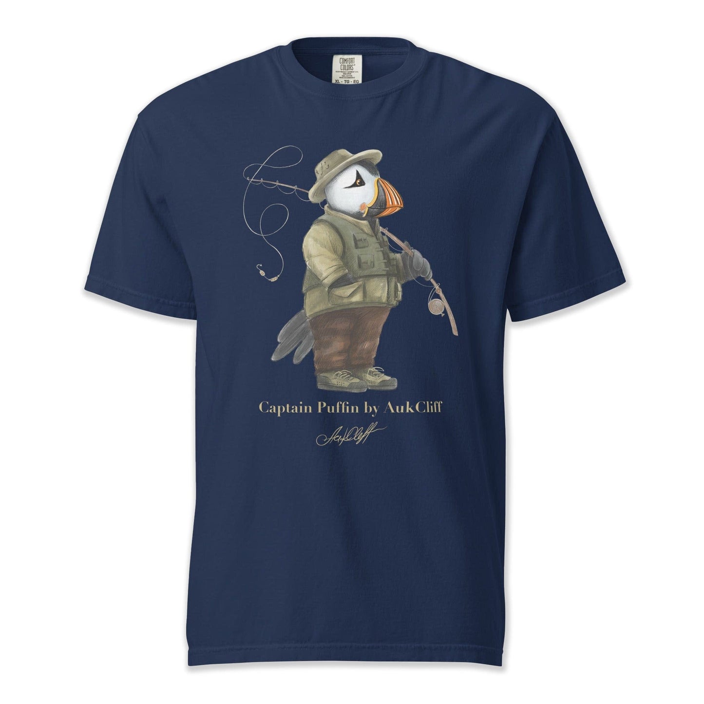 AukCliff Captain Puffin T-shirt True Navy / S Captain Puffin™ Fly Fisherman Comfort Colors T-Shirt